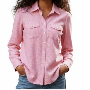 BANANA REPUBLIC Pink Gingham Long Sleeve Button Down Blouse - Size Small